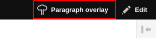 The Paragraph overlay button is located on the top right of the page in Droopler