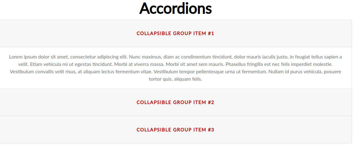 The accordion component allows for a structured display of a large amount of content on the FAQ page