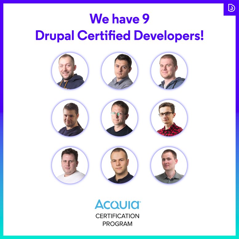 All the Droptica developers that hold Acquia's certificate
