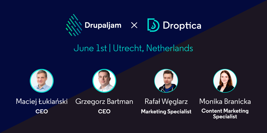 The Droptica team will attend the Drupaljam 2023 conference for the Drupal community in Utrecht.