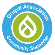 The Drupal Association Community Supporter badge for Droptica as an active member of the community.