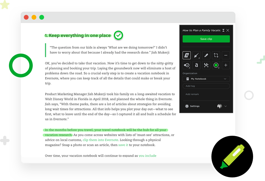 The Web Clipper tool in Evernote allows for saving screenshots and adding notes to them.
