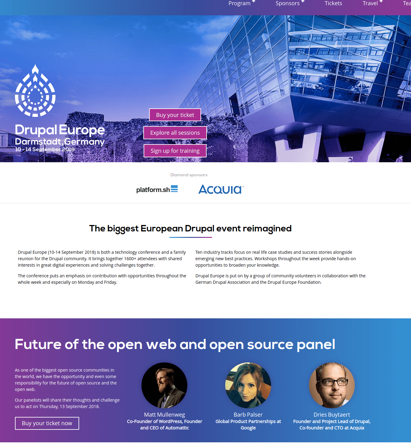 Website of Drupal Europe conference