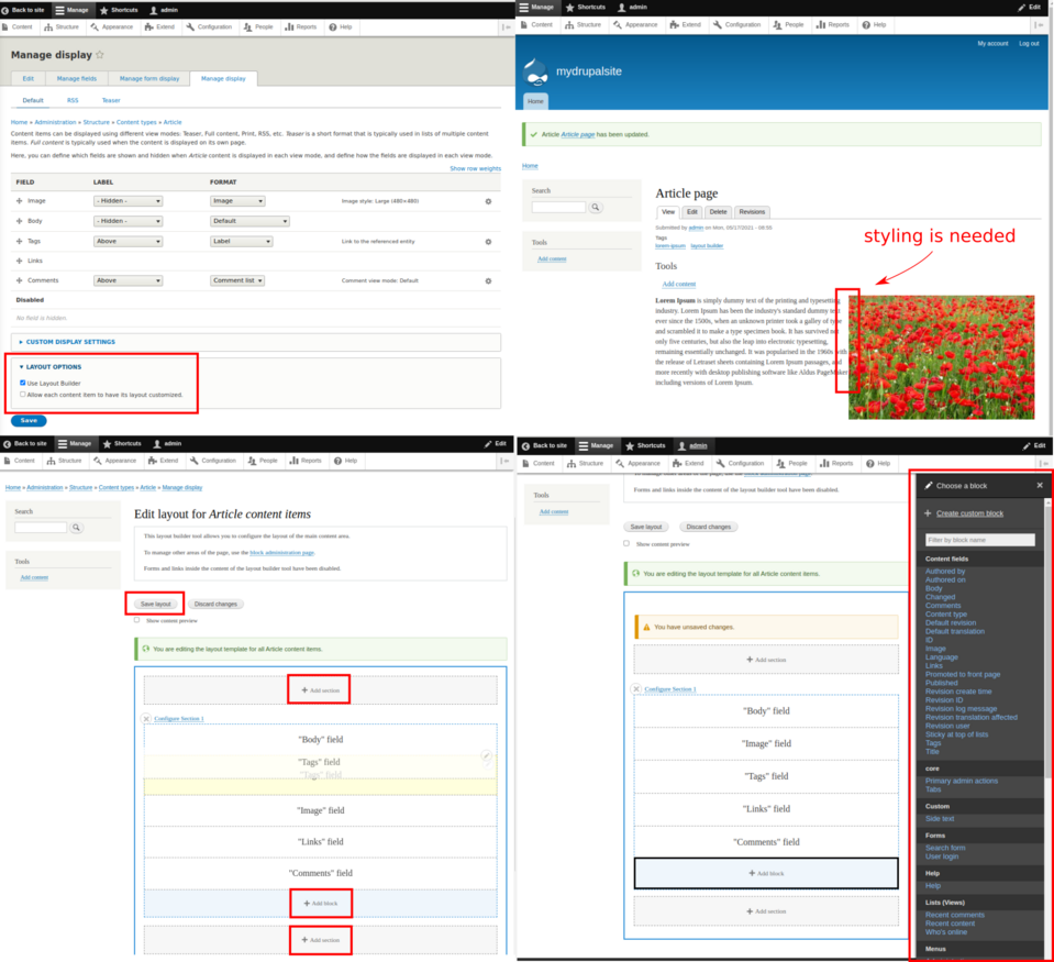 Creating a Drupal landing page with the Layout Builder module