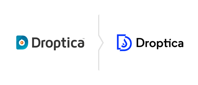 The old Droptica logo at the left, new one at the right.