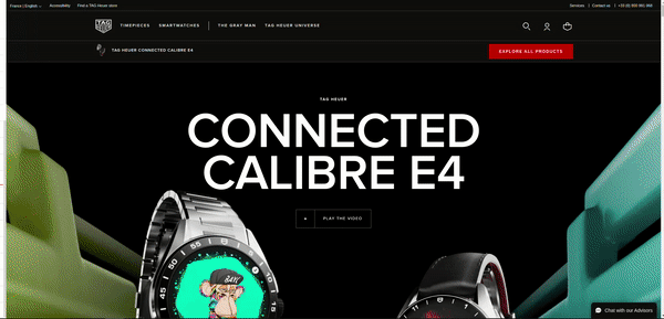The Tag Heuer website uses parallax to showcase the modern look of the company products