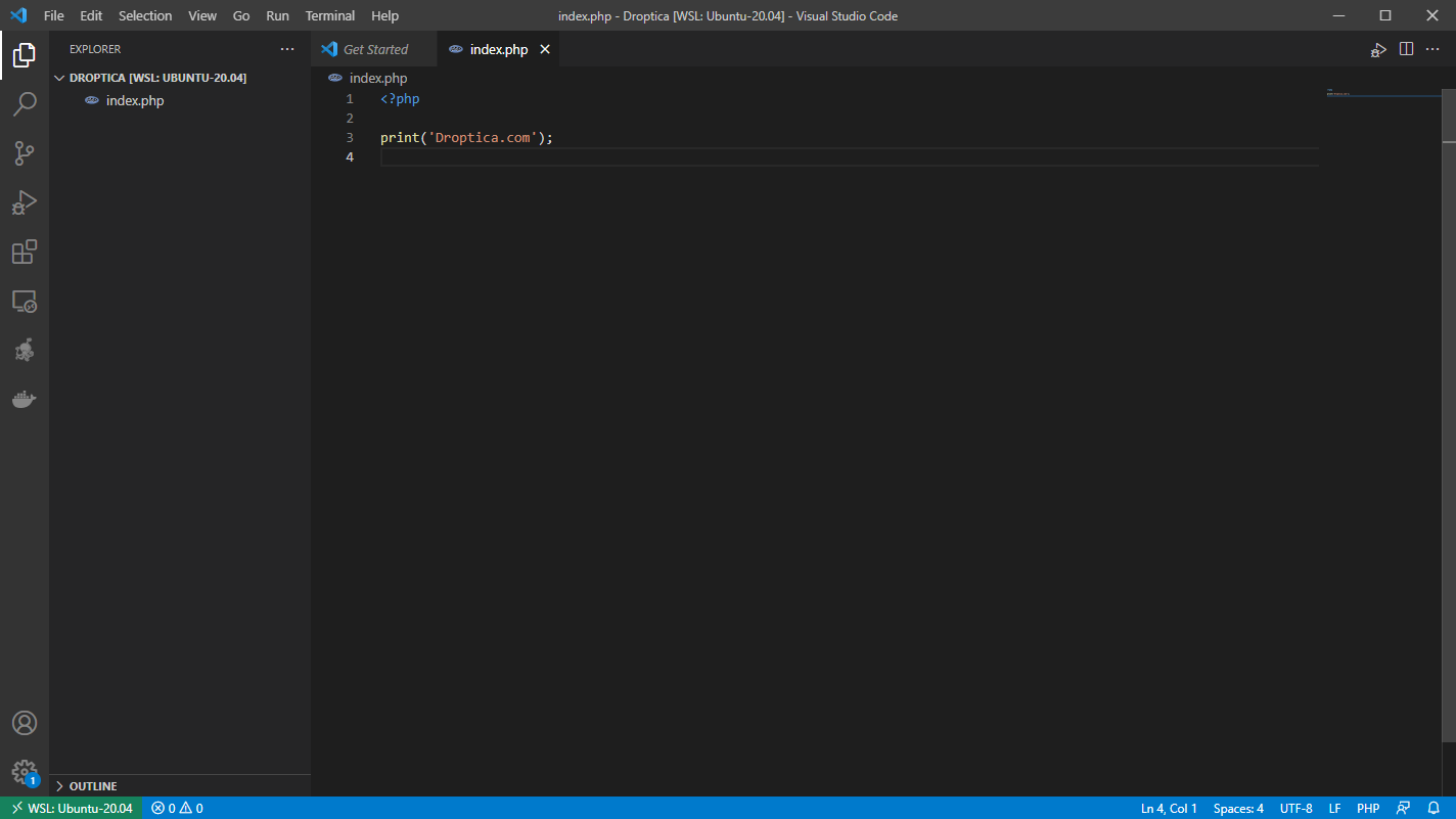 The interior of a free PHP editor - Visual Studio Code
