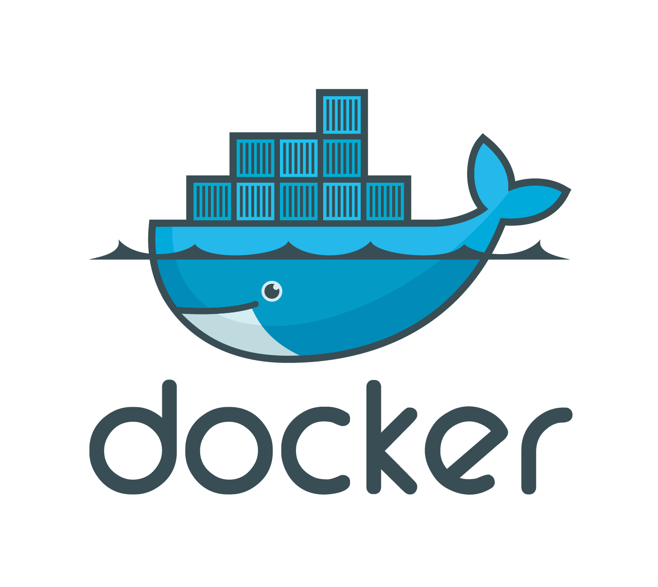 Docker logo - a blue whale with containers on its back