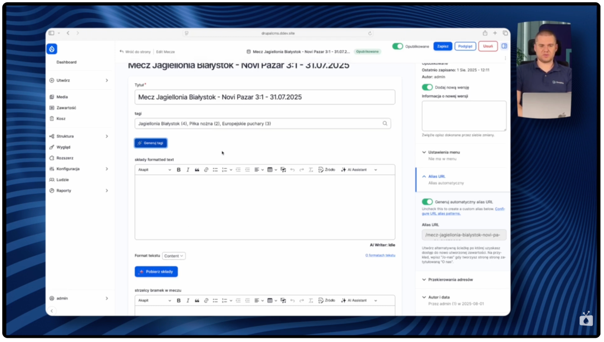 Screen 01 - automated content creation in Drupal