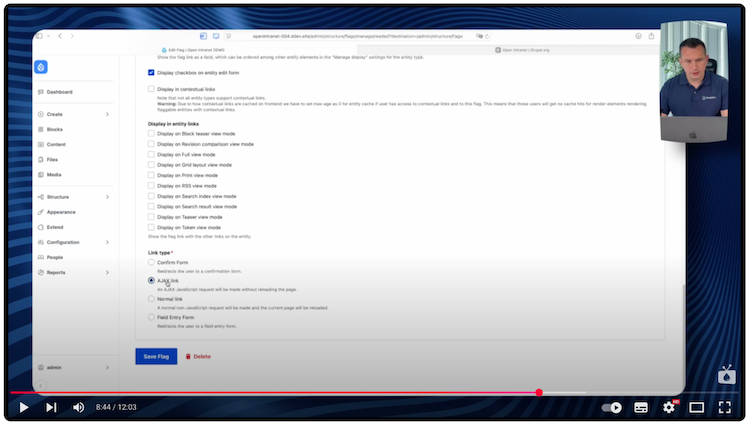 View with the "Read" flag settings, where you can configure how a given element is displayed.