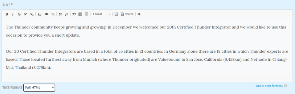 CKEditor module in Thunder CMS is an essential tool that lets us conveniently write the content.