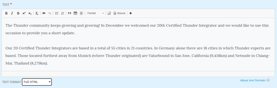 CKEditor module in Thunder CMS is an essential tool that lets us conveniently write the content. 