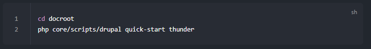 Quick start is another important command which allows users to start a project in Thunder CMS. 
