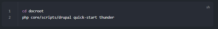 Quick start is another important command which allows users to start a project in Thunder CMS.