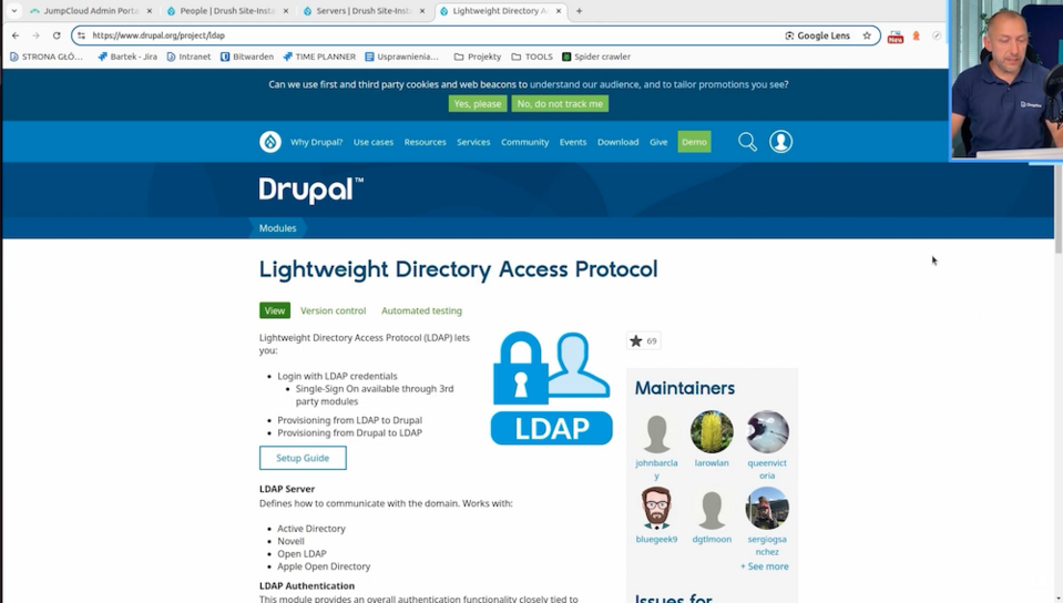 A subpage of the Lightweight Directory Access Protocol (LDAP) project on the Drupal.org website.