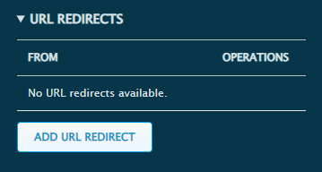 In the URL Redirects field users have the ability to create and manage redirects on the website.