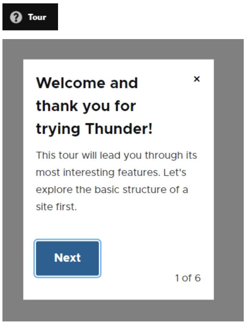 Guided Tour in Thunder CMS makes us try out the content management system step by step.