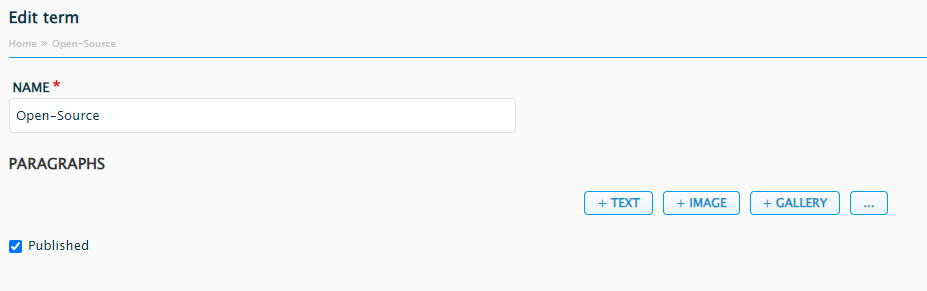 Field Edit terms in Thunder CMS let us create and re-edit Tags, adding extra information.