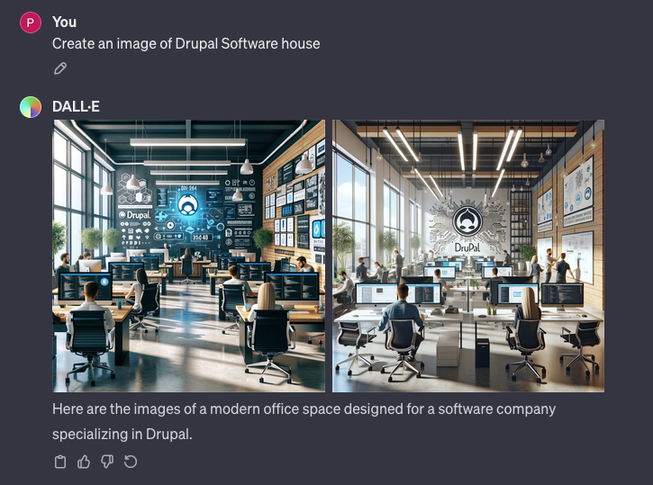 Dall-E 3 tool presented as part of the interface of the popular ChatGPT with a sample image.