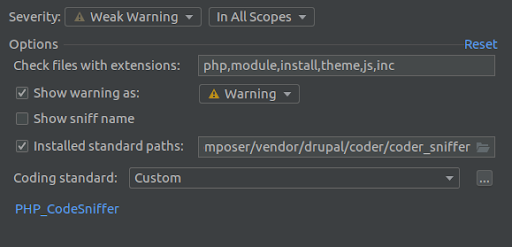 Hinzufügen von .module, .install, theme-Erweiterungen zur Liste Dateien mit Erweiterungen überprüfen in PHPStorm