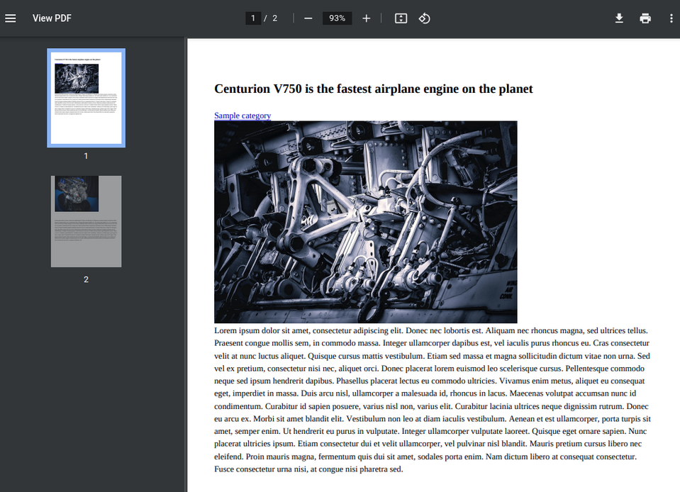 An example of a PDF file to save or print in the Entity Print Drupal module