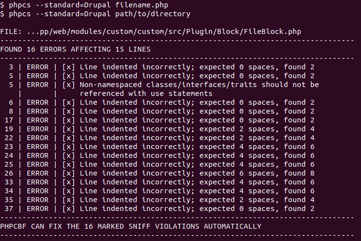 Checking the coding standard in Coder, the Drupal module