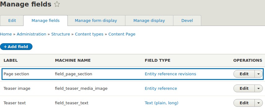 Content page section.
