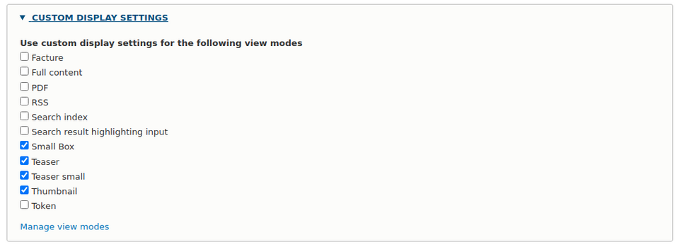 Custom display settings in the Entity Print module