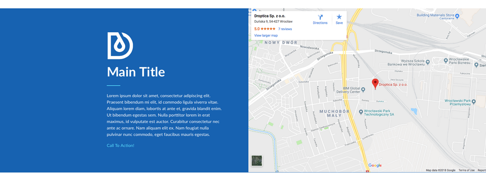 Droopler-Seitenleiste mit eingebetteten Inhalten in Form einer Google-Map