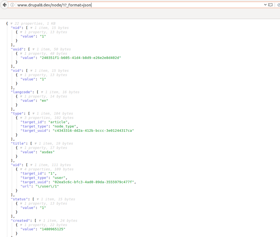 drupal node in JSON format