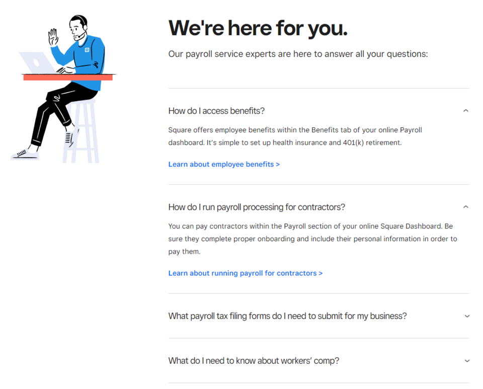 FAQ section on the Square service page