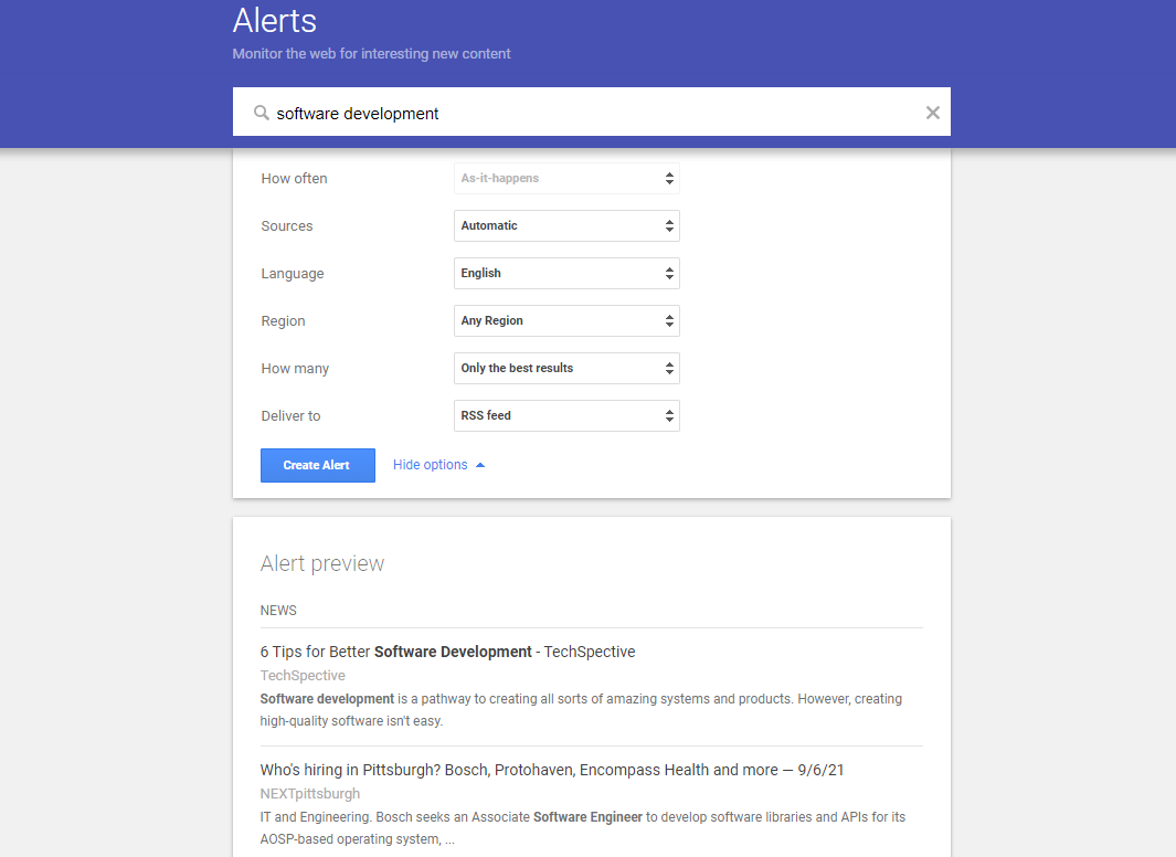 Google Alerts is a free tool for monitoring your brand online