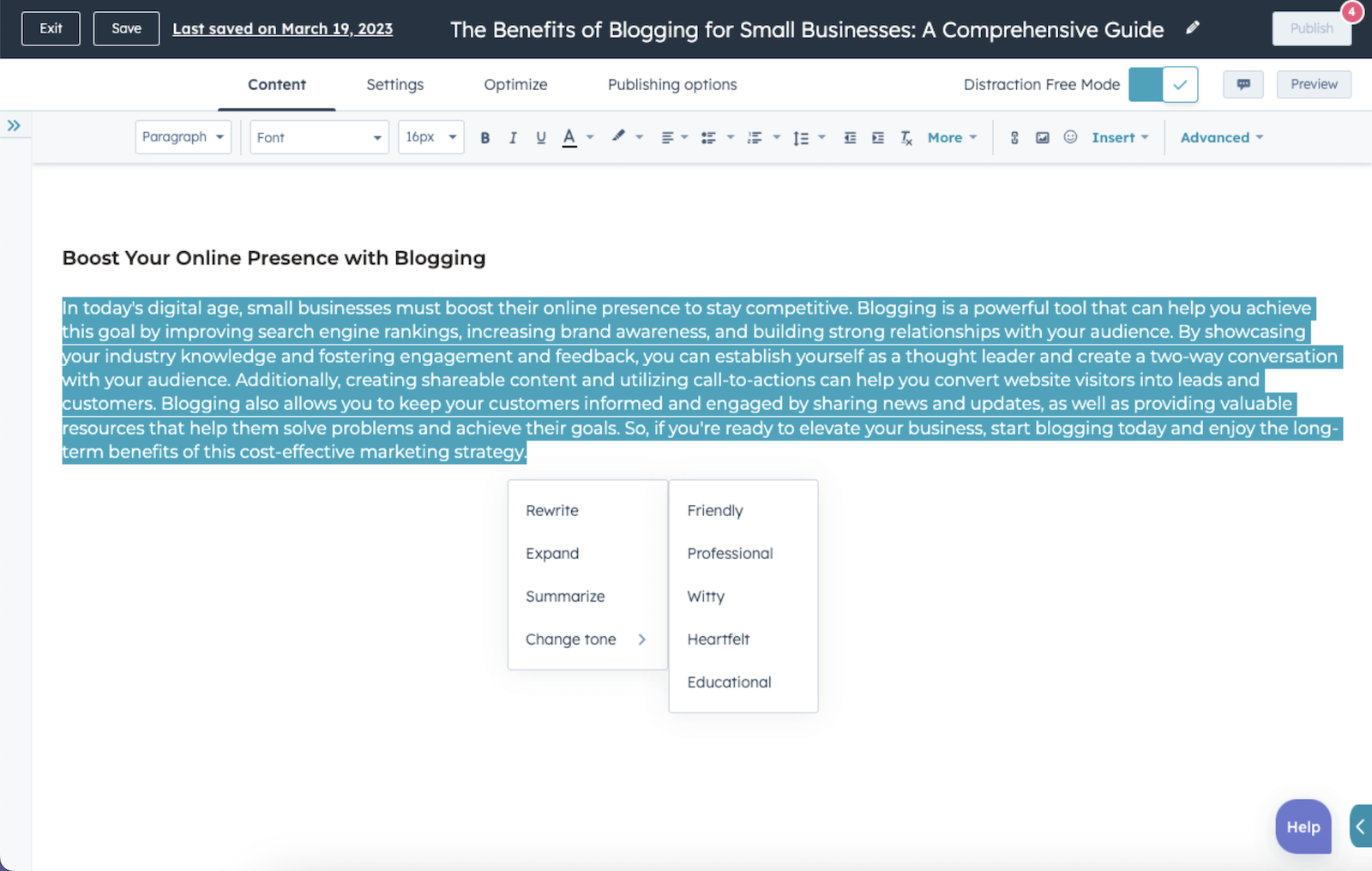 AI Paragraph Rewriter is a HubSpot’s tool for online editors and publishers to rejuvenate content.