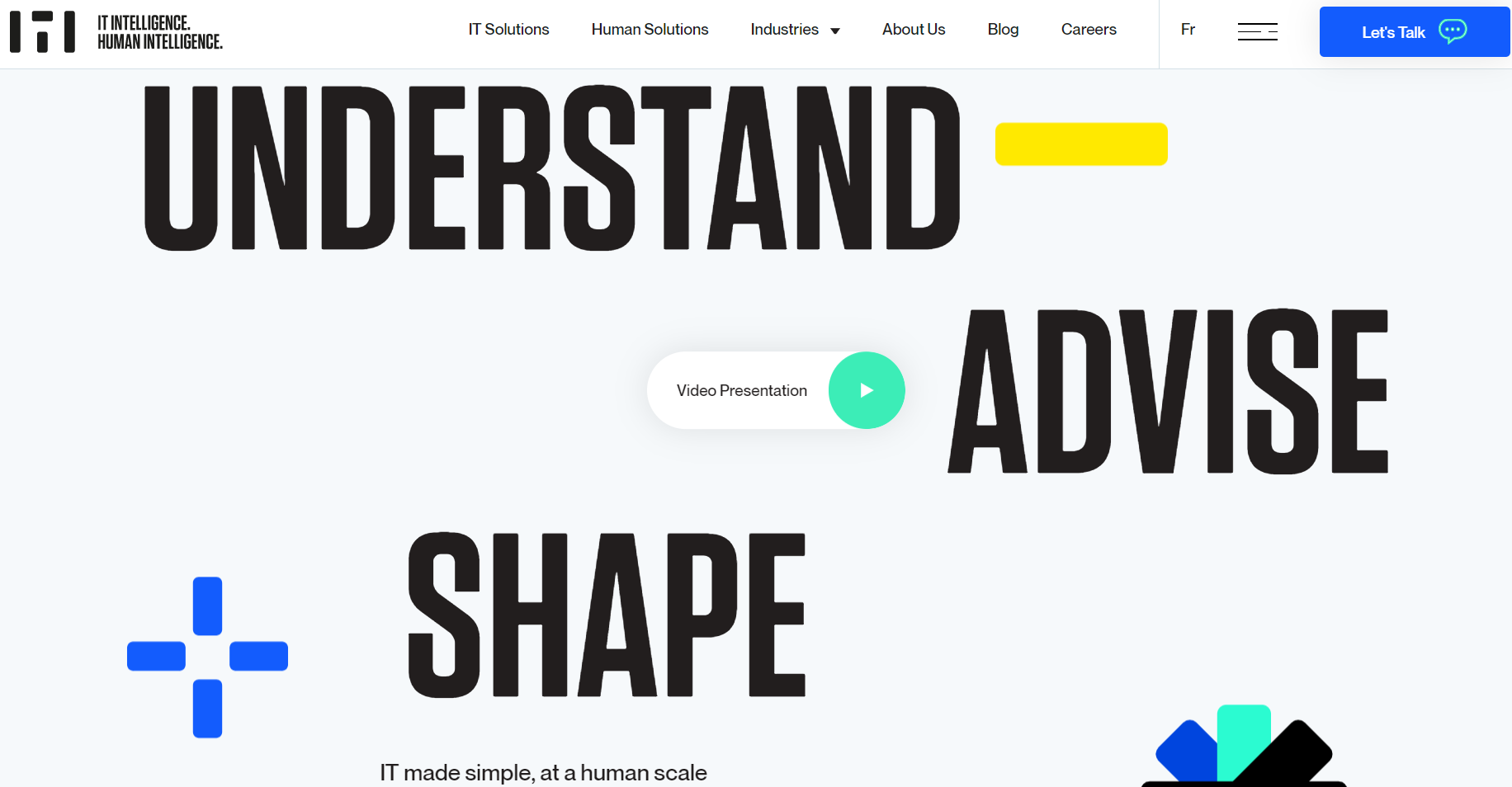 ITI's corporate website features interesting typography and intuitive navigation