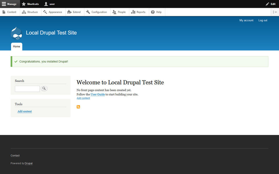 Sito di test locale in Drupal, un sistema di gestione dei contenuti gratuito e open source