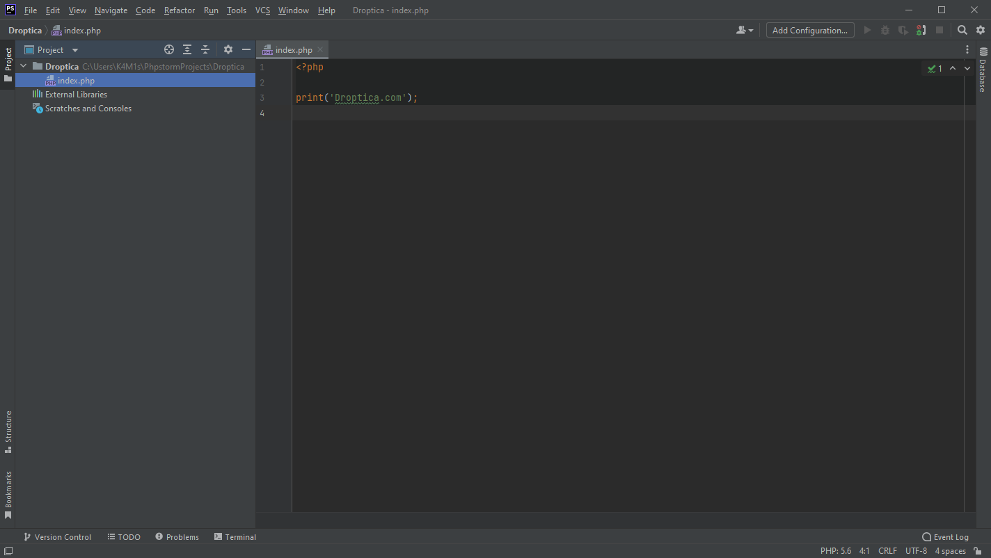 The interface of PHPStorm, a program that dominates the market for the paid PHP IDEs