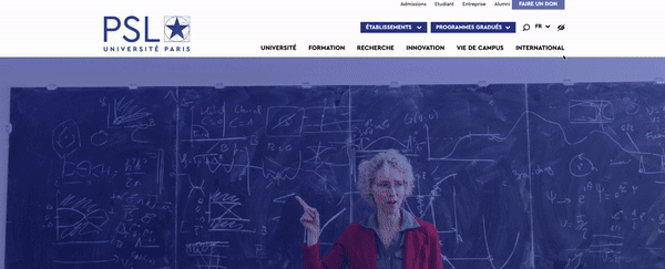 PSL Université Paris has a website on Drupal that is notable for its accessibility features.