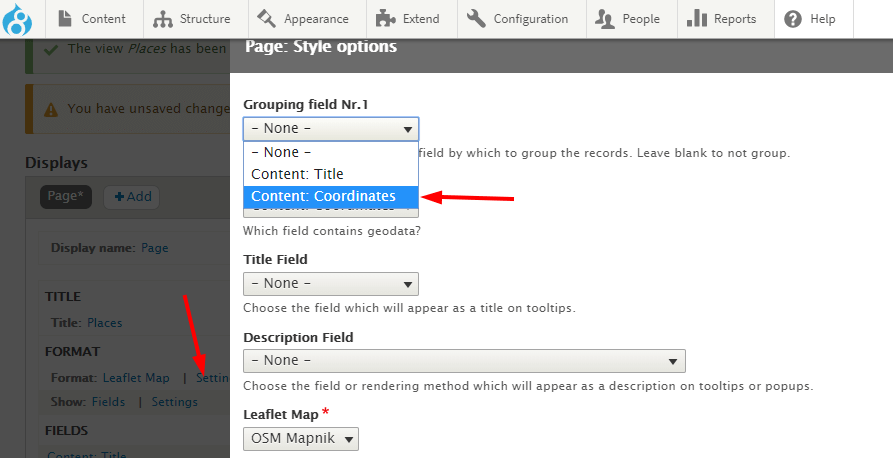 Sample view configuring map style