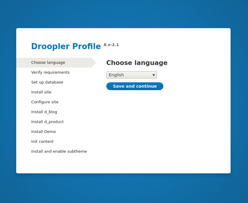 Setting the main language of the website in the Droopler installer