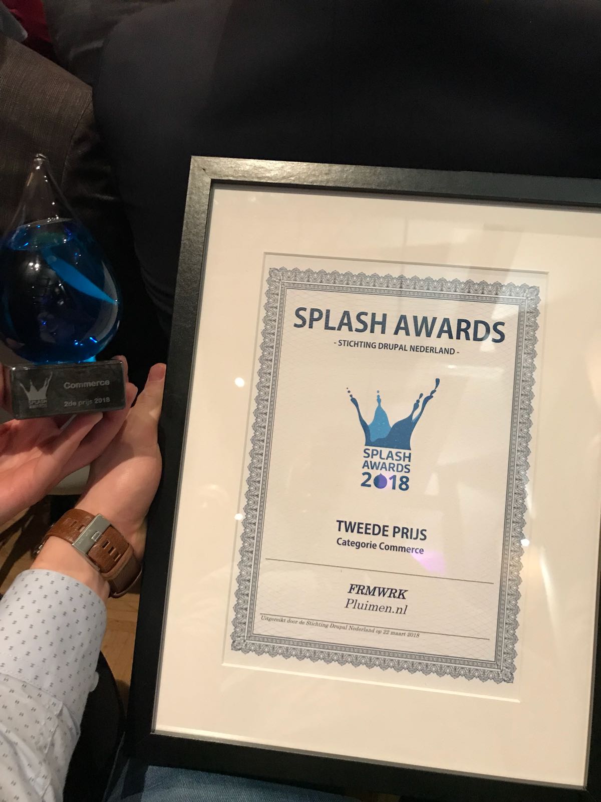 Splash award certificate for Drupal Commerce site