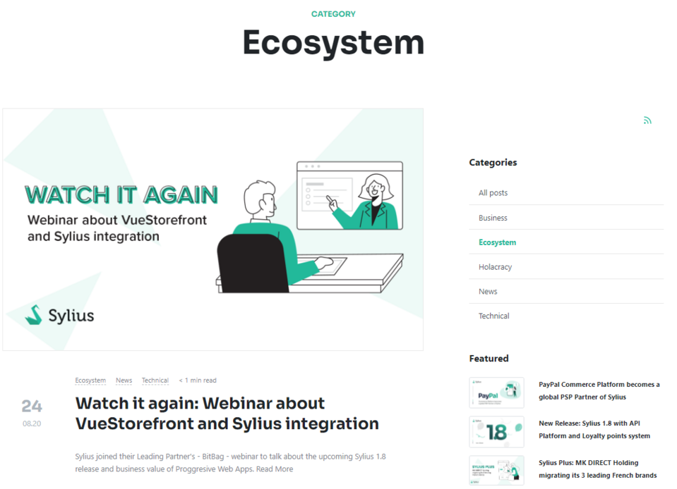 Der Sylius-Blog konzentriert sich nicht nur auf dieses Tool, sondern auch auf Themen rund um die Entwicklung einer E-Commerce-Website