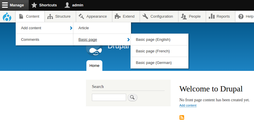 A panel for admins in Drupal, an open source content management system