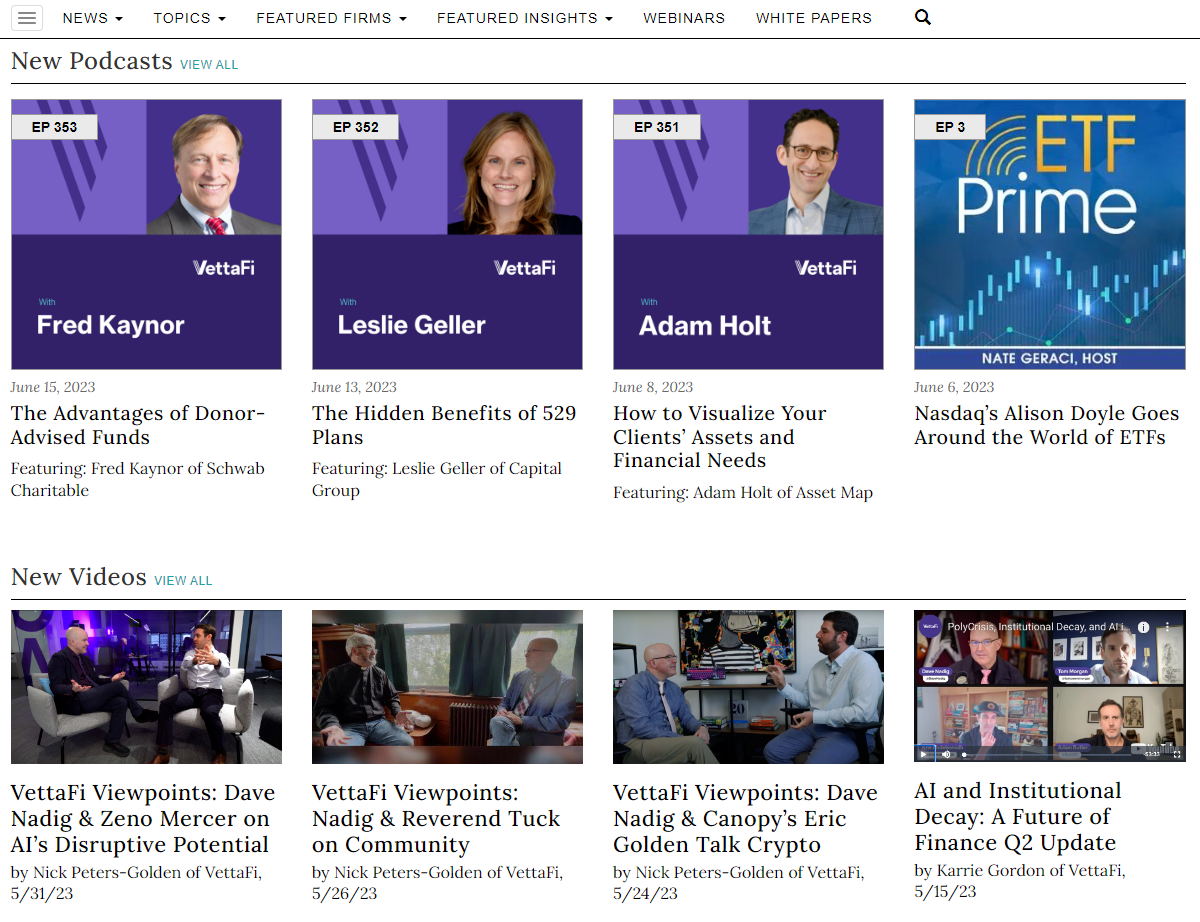 The Advisor Perspectives financial news website features podcasts and videos with experts