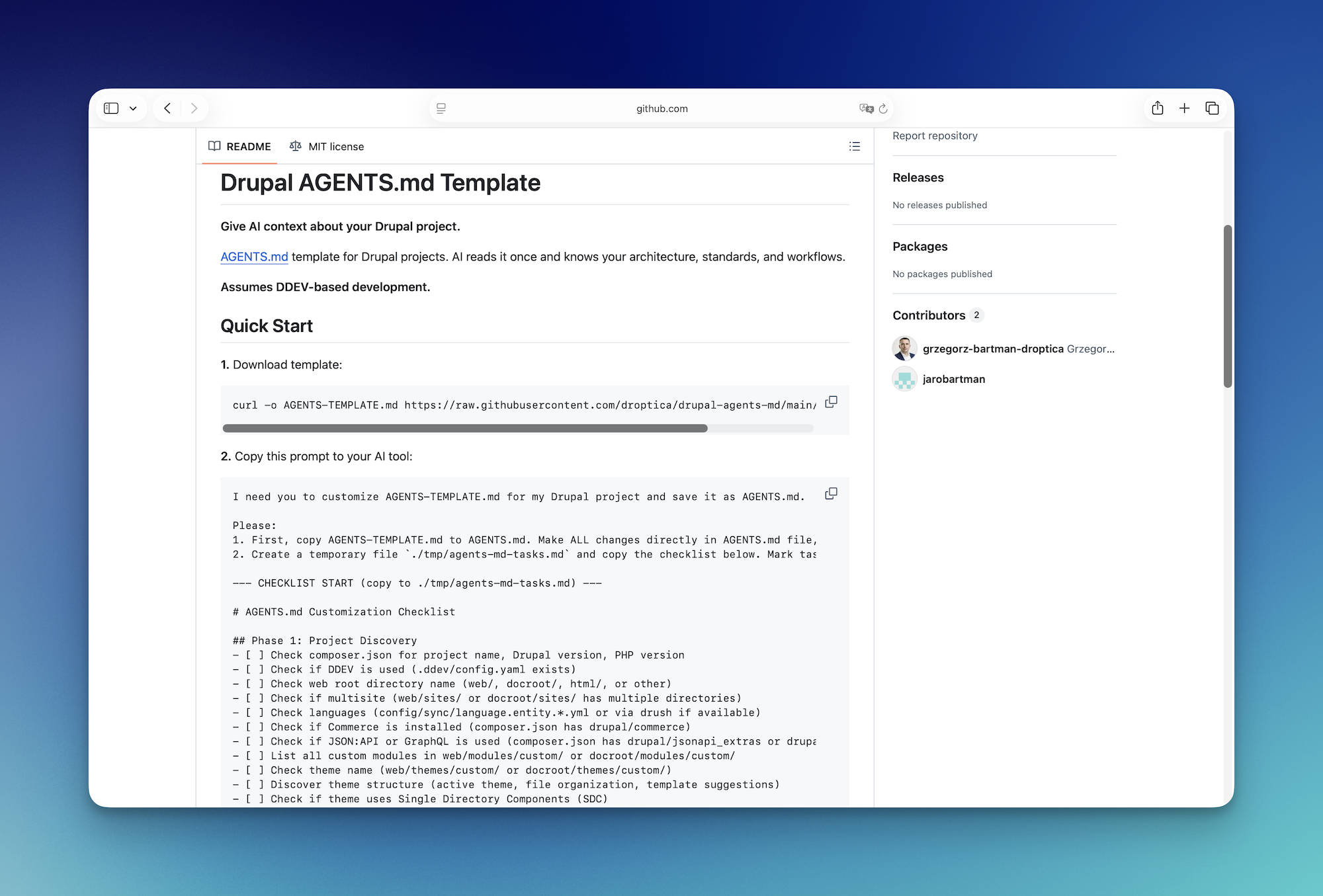 AGENTS.md repository on Github
