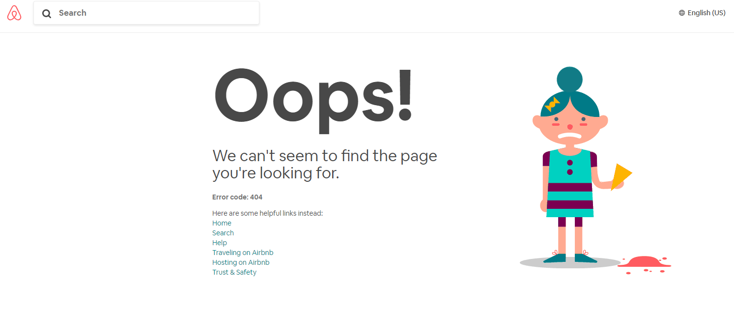 Airbnb had a creative approach to the 404 page design