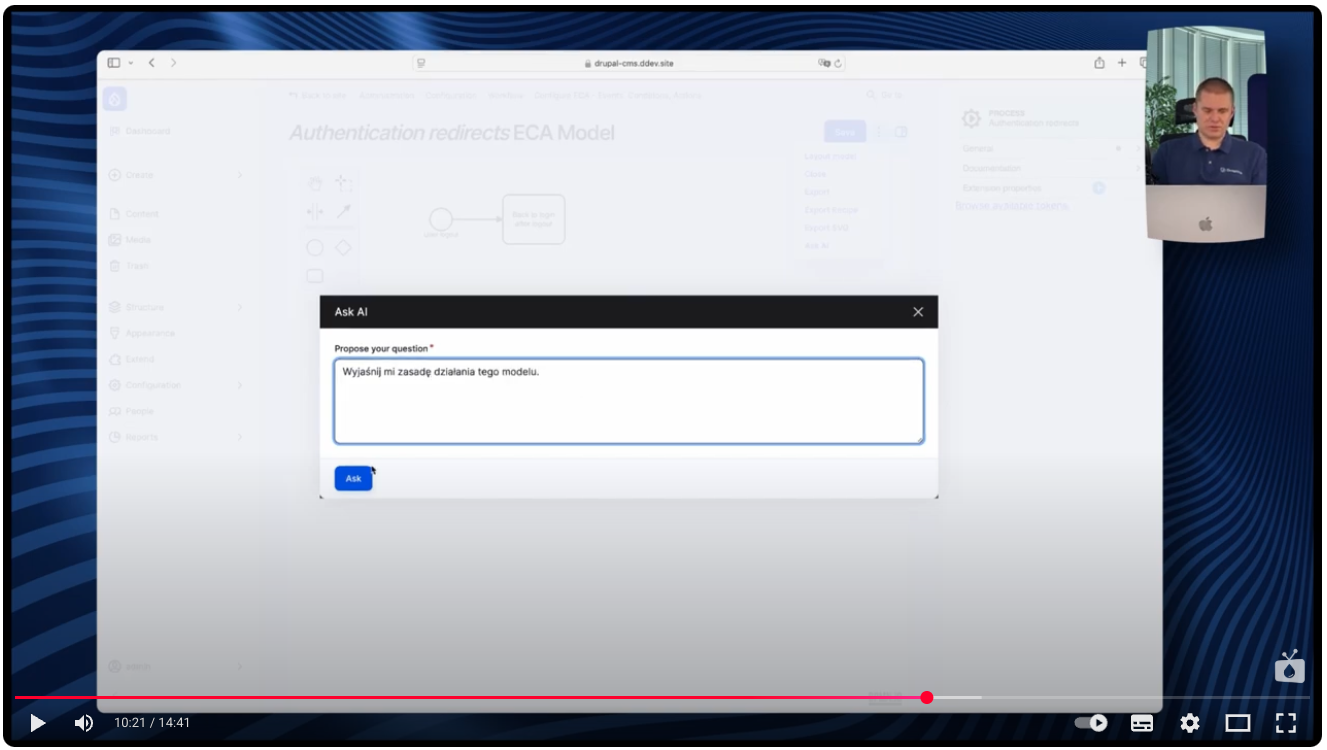 The Ask AI option is provided by the AI Integration module - ECA
