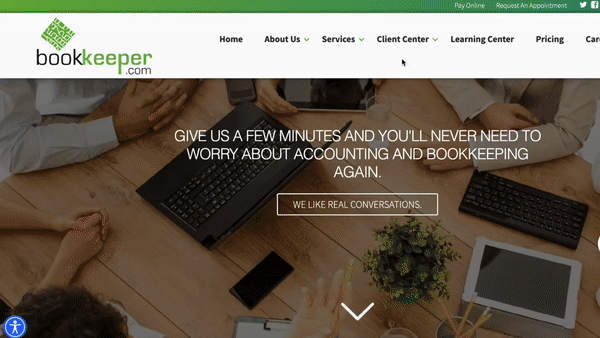 Bookkepper accounting firm website includes various useful financial calculators