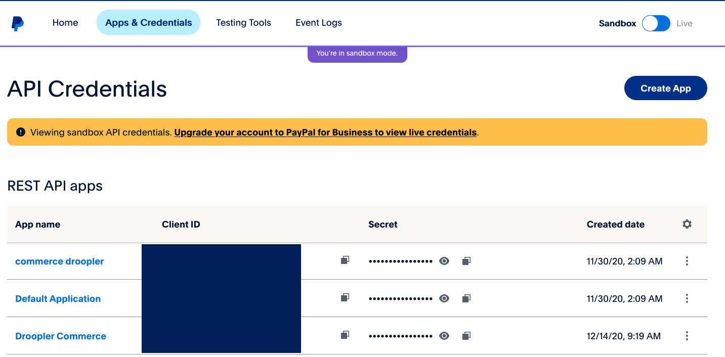In your PayPal account in the Apps & Credentials section, you can manage your connected applications