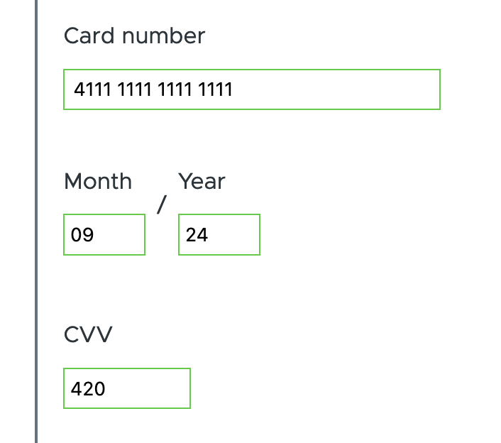 At the Braintree PayPal payment testing stage, you need to enter test payment card details.