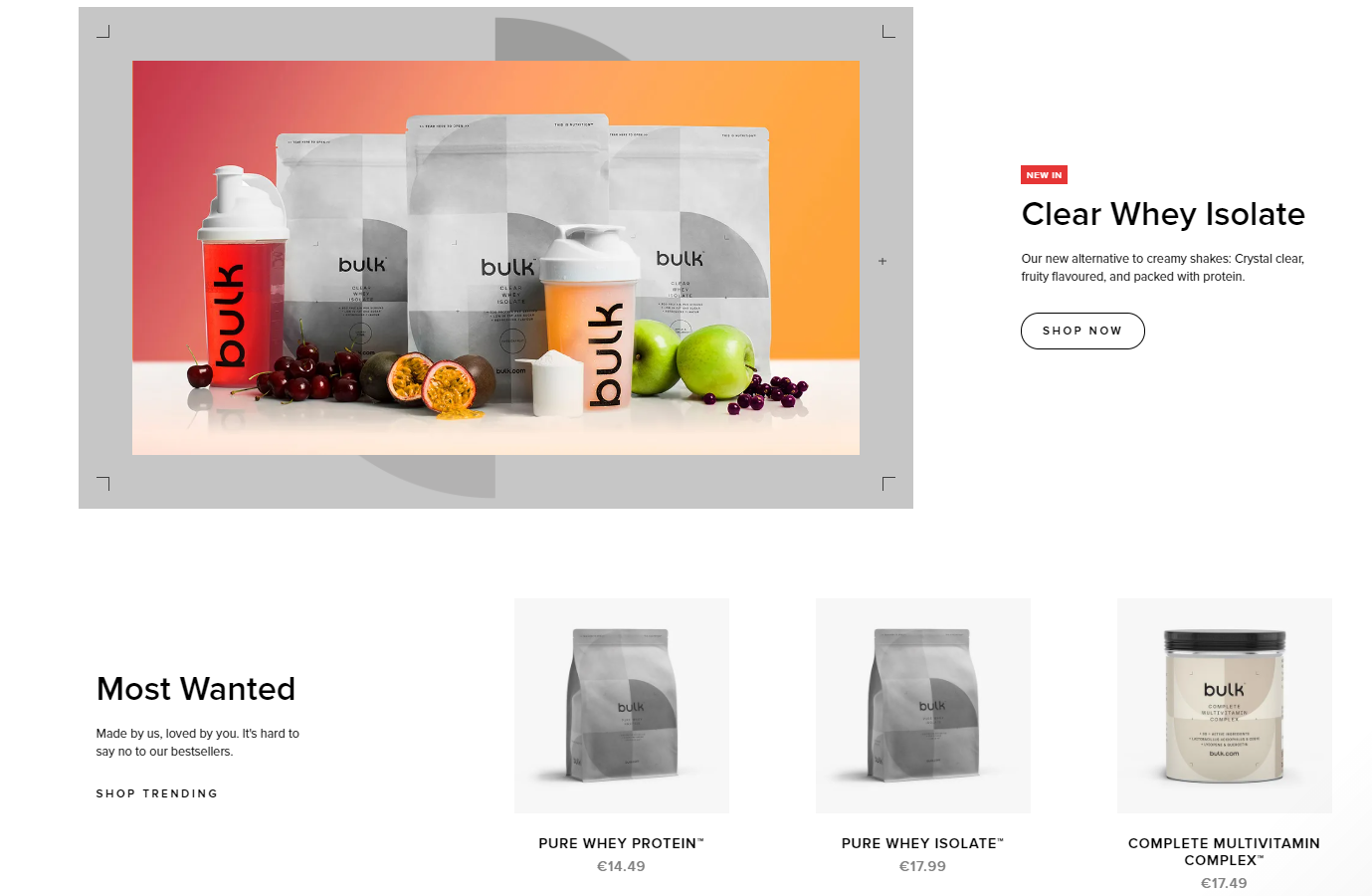 The Bulk Powders shop is based on the Magento platform